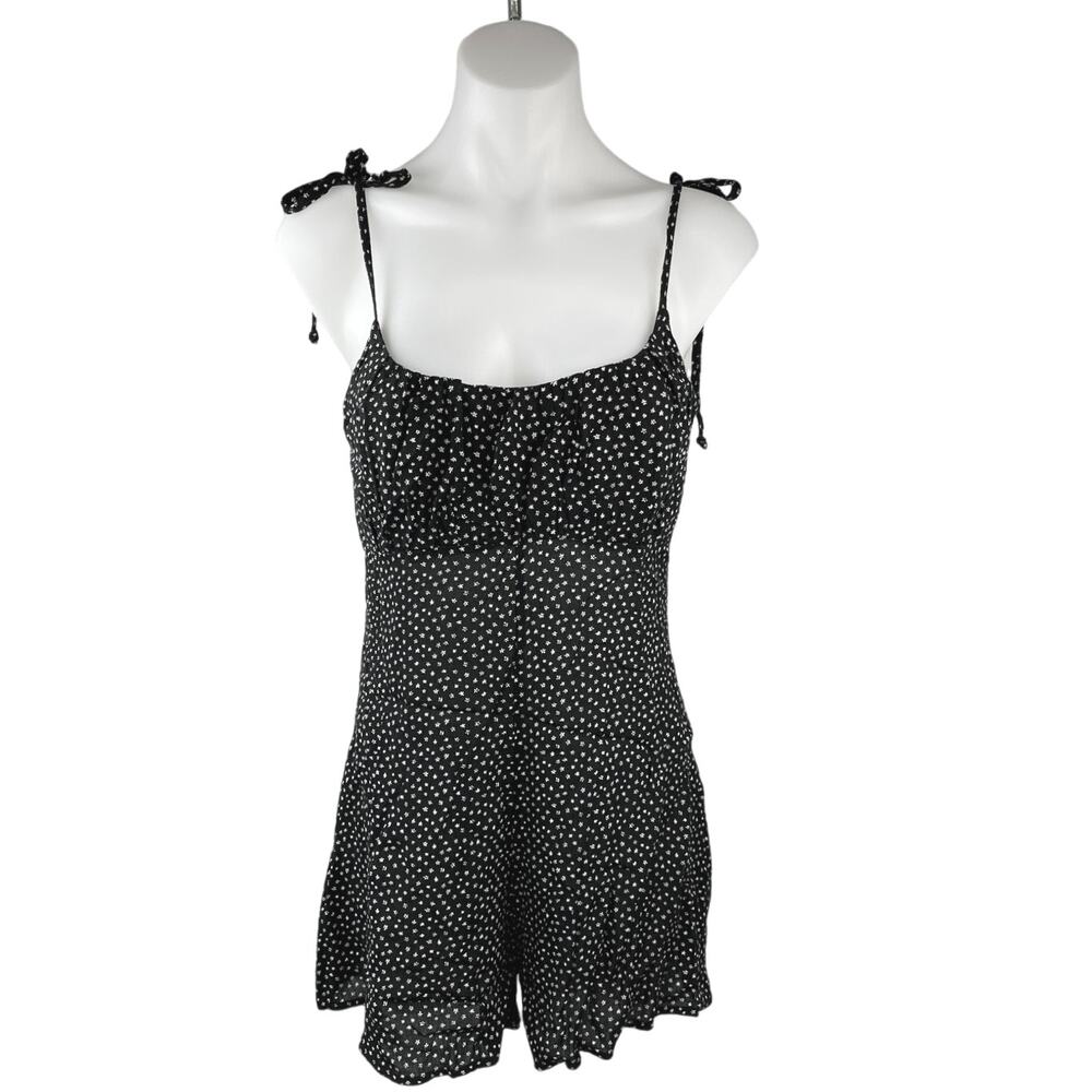 NEW Pacsun L.A. Hearts Black White Floral Sleeveless Tie Romper Shorts Size S